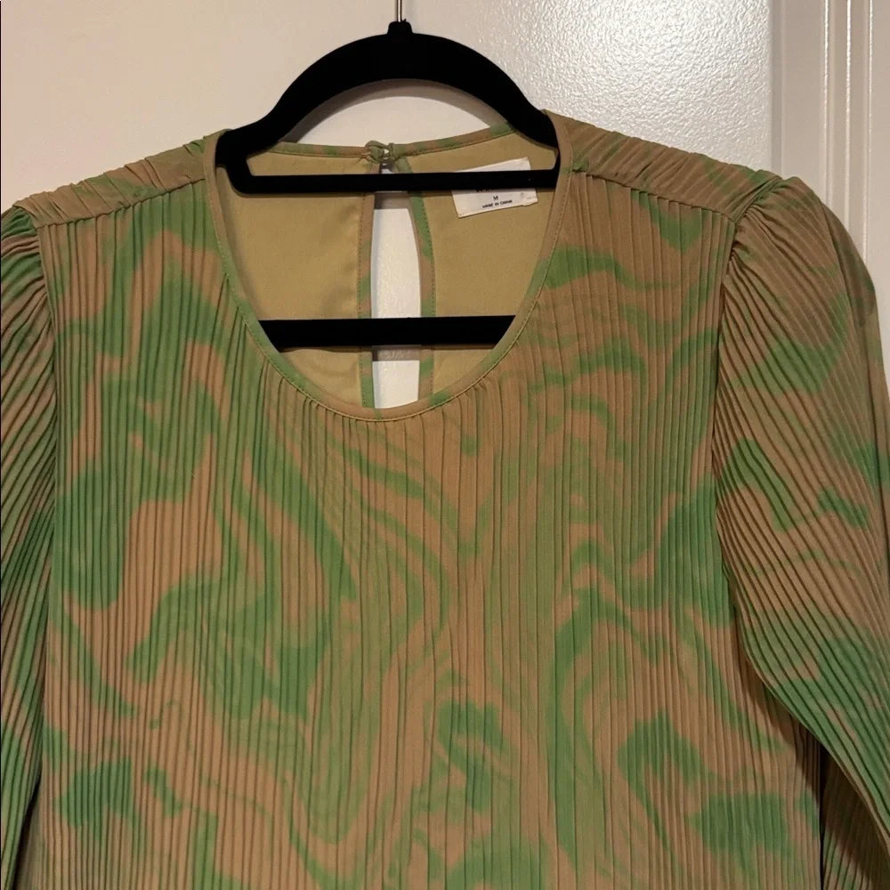 Wilfred daydreamer midi dress in green tan color print, Aritizia, size M - Picture 5 of 13